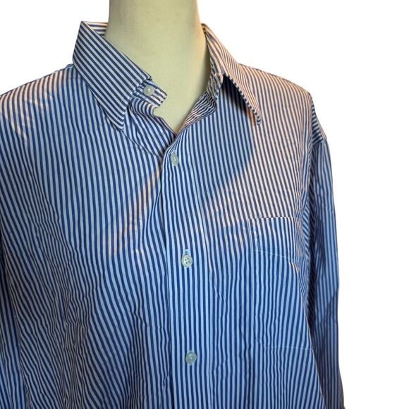 Lauren Ralph Lauren Non-Iron Stripe Dress Shirt, Blue Pinstripe, Men's 17.5 - Picture 1 of 7